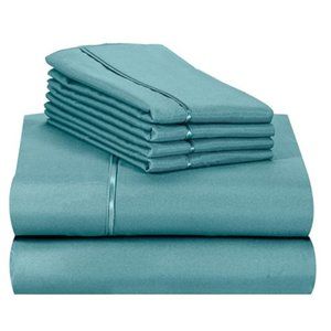 6 PC Sheet Set Bamboo Sheets Deep Pockets 18" Eco Friendly - Teal Color